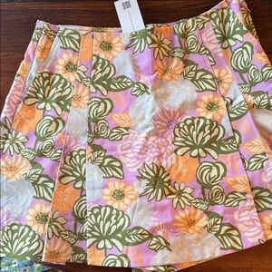 Tory Burch Pink and Orange Floral Mini Skort